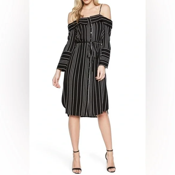 black white bardot dress In Bloom Black & White Bardot Maternity Maxi Dress With Flower – Club L  London main image 0